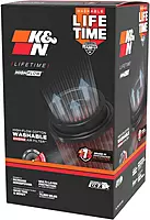 K&N High-Flow Original Lifetime Universal Clamp-On Air Filter: High Performance, Premium: Flange Diameter: 4.5 In, Filter Height: 8.375 In, Flange Length: 0.625 In, Shape: Round Tapered, RU-1008