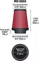K&N High-Flow Original Lifetime Universal Clamp-On Air Filter: RU-2815