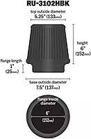 K&N Dryflow Universal Clamp-On Air Filter 6 in Flange RU-3102HBK