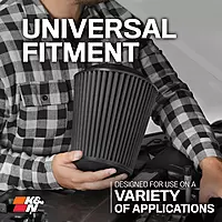 K&N RU-5283HBK Universal Clamp-On Air Filter, 4.5" Flange, 8" Height