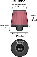 K&N High-Flow Universal Clamp-On Air Filter RU-3580