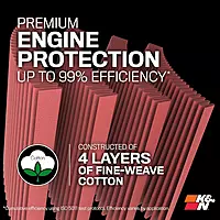 K&N High-Flow Original Lifetime Universal Clamp-On Air Filter: High Performance, Premium, Washable: Flange Diameter: 6 In, Filter Height: 9 In, Flange Length: 0.625 In, Shape: Round Tapered, RU-5046