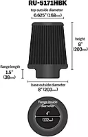 K&N Dryflow Lifetime Universal Clamp-On Air Filter, RU-5171HBK