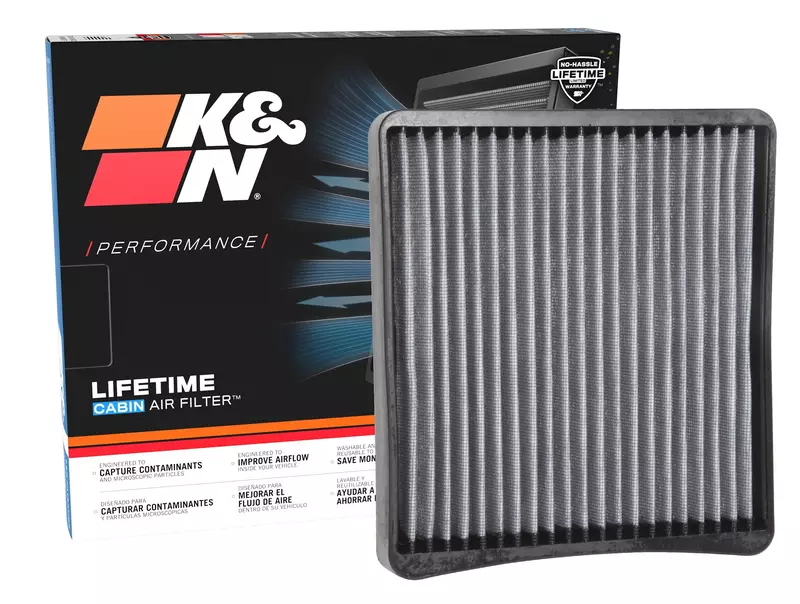 K&N VF2065 Lifetime Cabin Air Filter — Washable, Reusable, 11.1 x 9.6 x 2.2 in