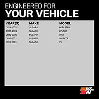 K&N VF2084 Washable Cabin Air Filter - Reusable, Fits Select Subaru