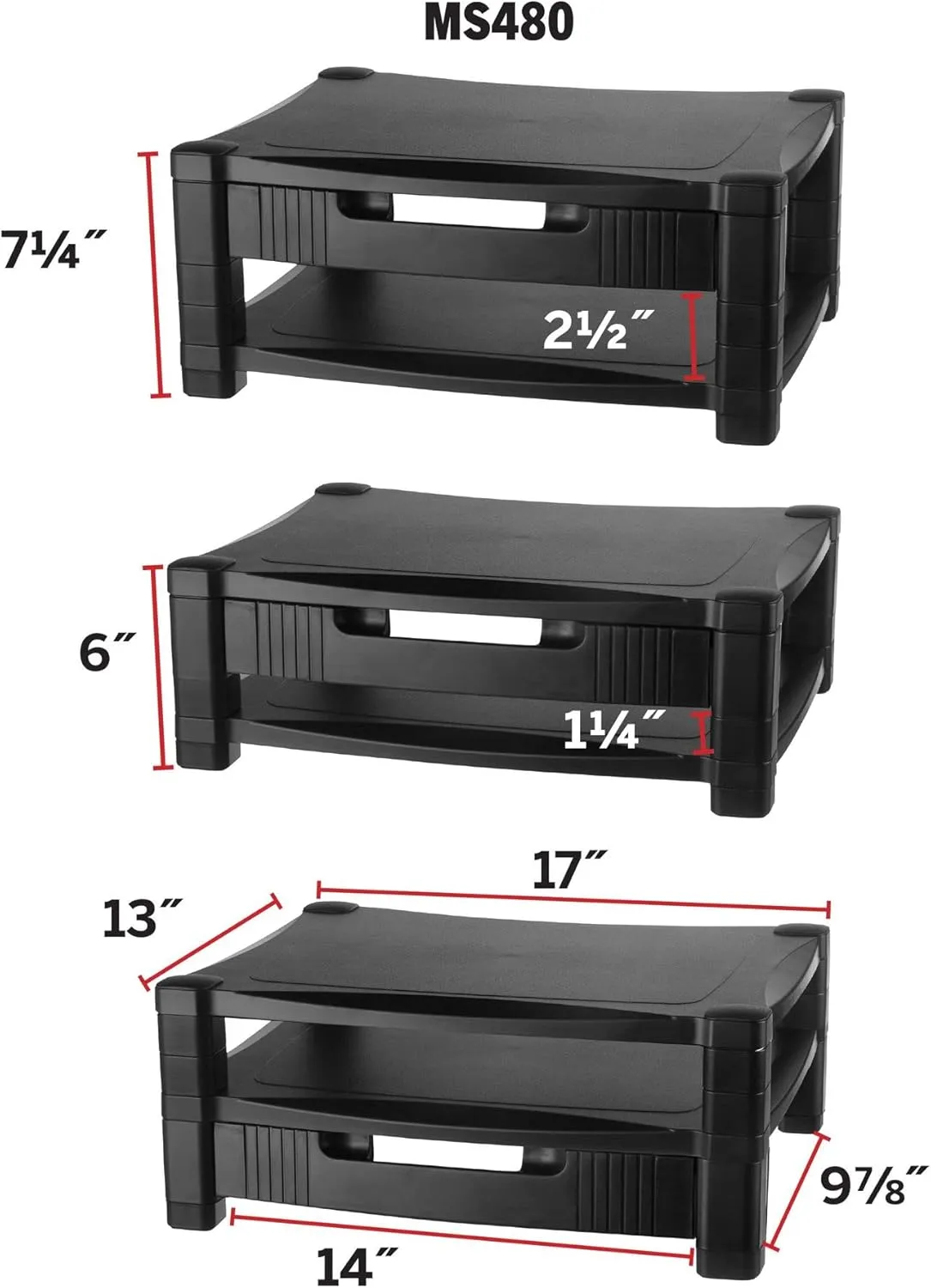 Kantek Adjustable Monitor Stand With Drawer