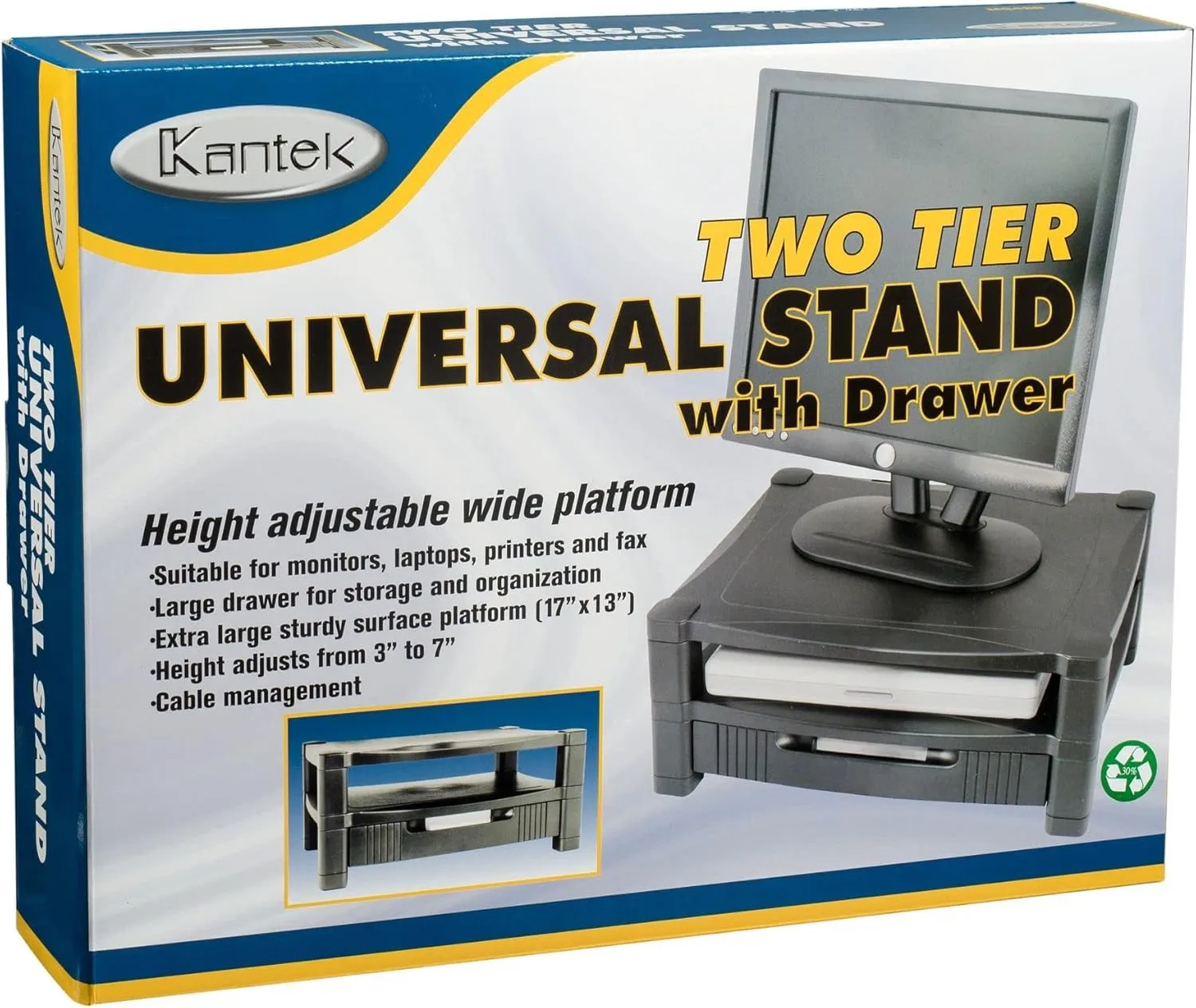 Kantek Adjustable Monitor Stand With Drawer