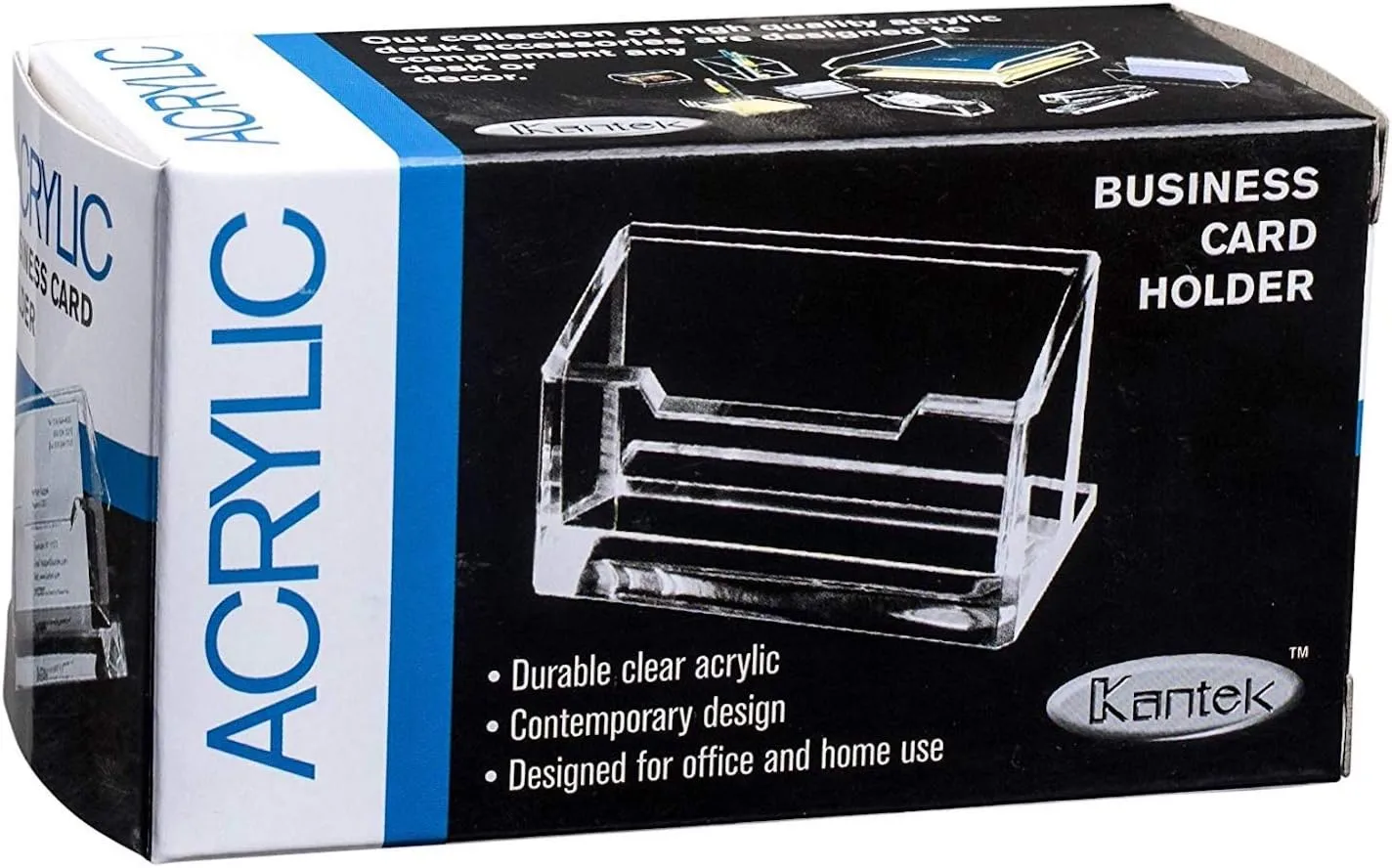 Kantek Acrylic Business Card Holder, Fits 80 Business Cards, 4.1-Inch Wide x 1.9-Inch Deep x 2.1-Inch High, Clear (AD30)