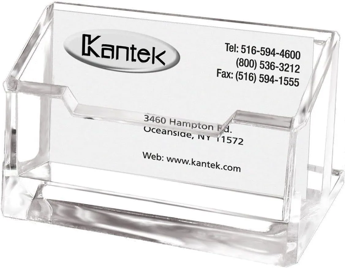 Kantek Acrylic Business Card Holder, Fits 80 Business Cards, 4.1-Inch Wide x 1.9-Inch Deep x 2.1-Inch High, Clear (AD30)