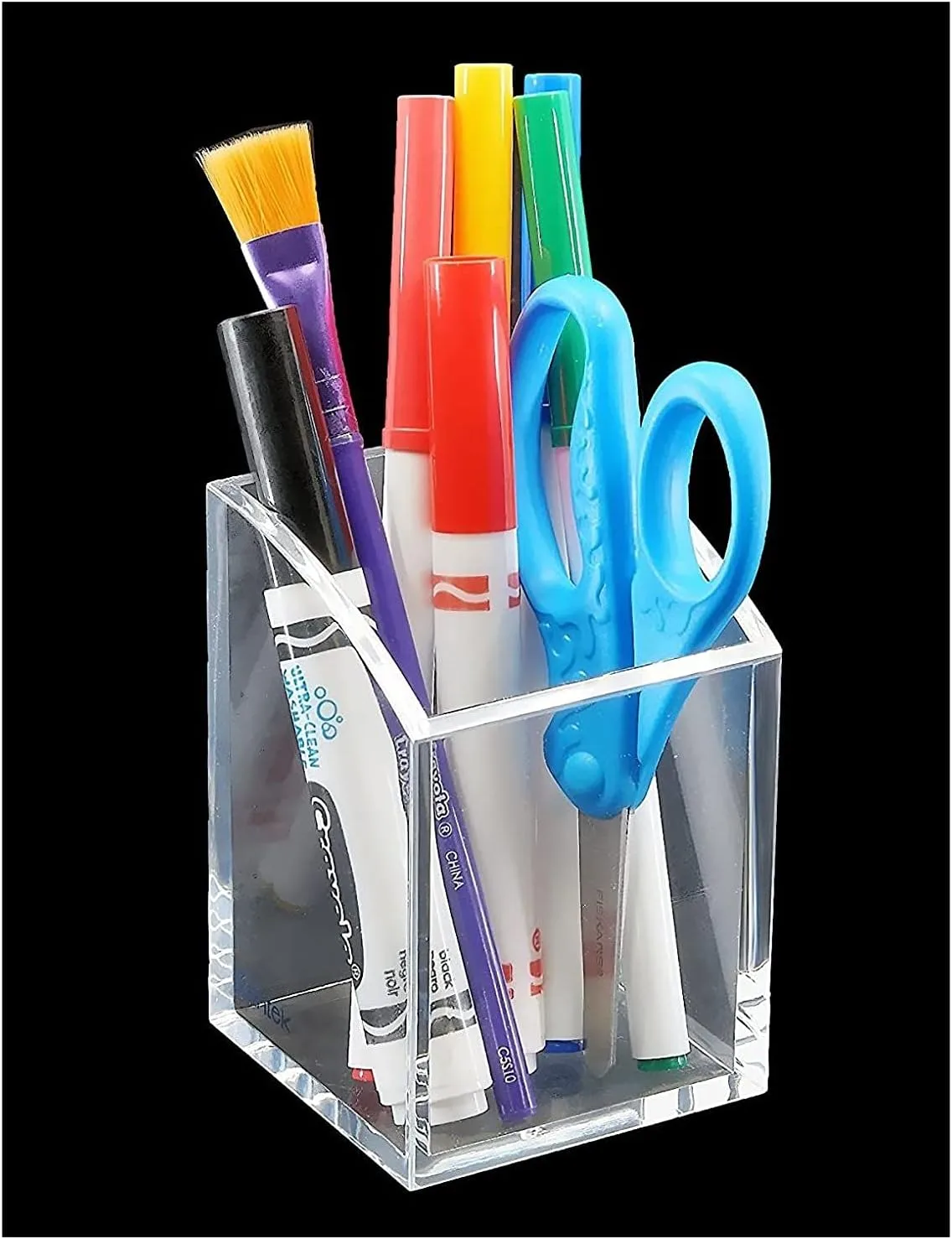 Kantek Acrylic Pencil Cup, 2.75 x 2.75 x 4, Clear