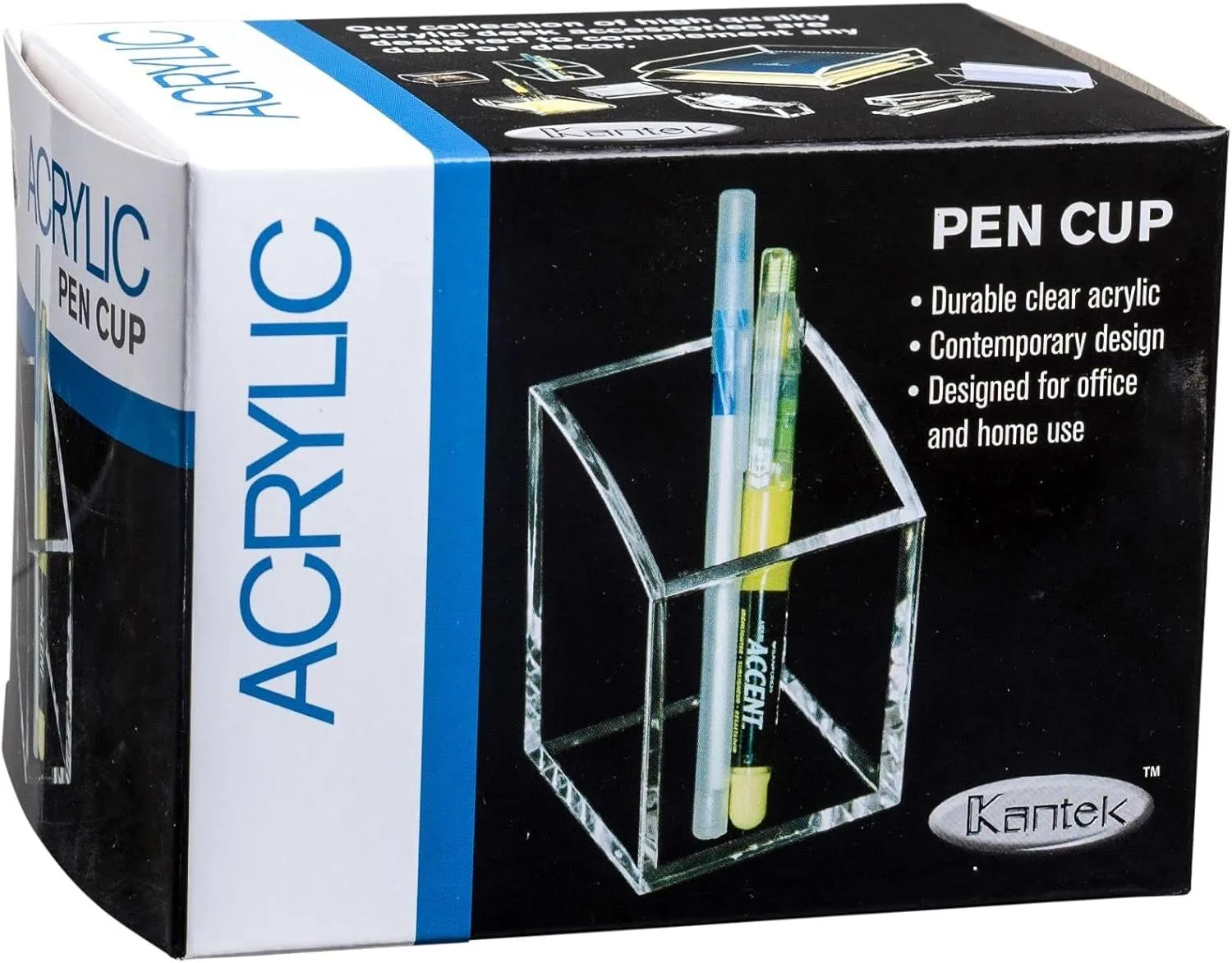 Kantek Acrylic Pencil Cup, 2.75 x 2.75 x 4, Clear