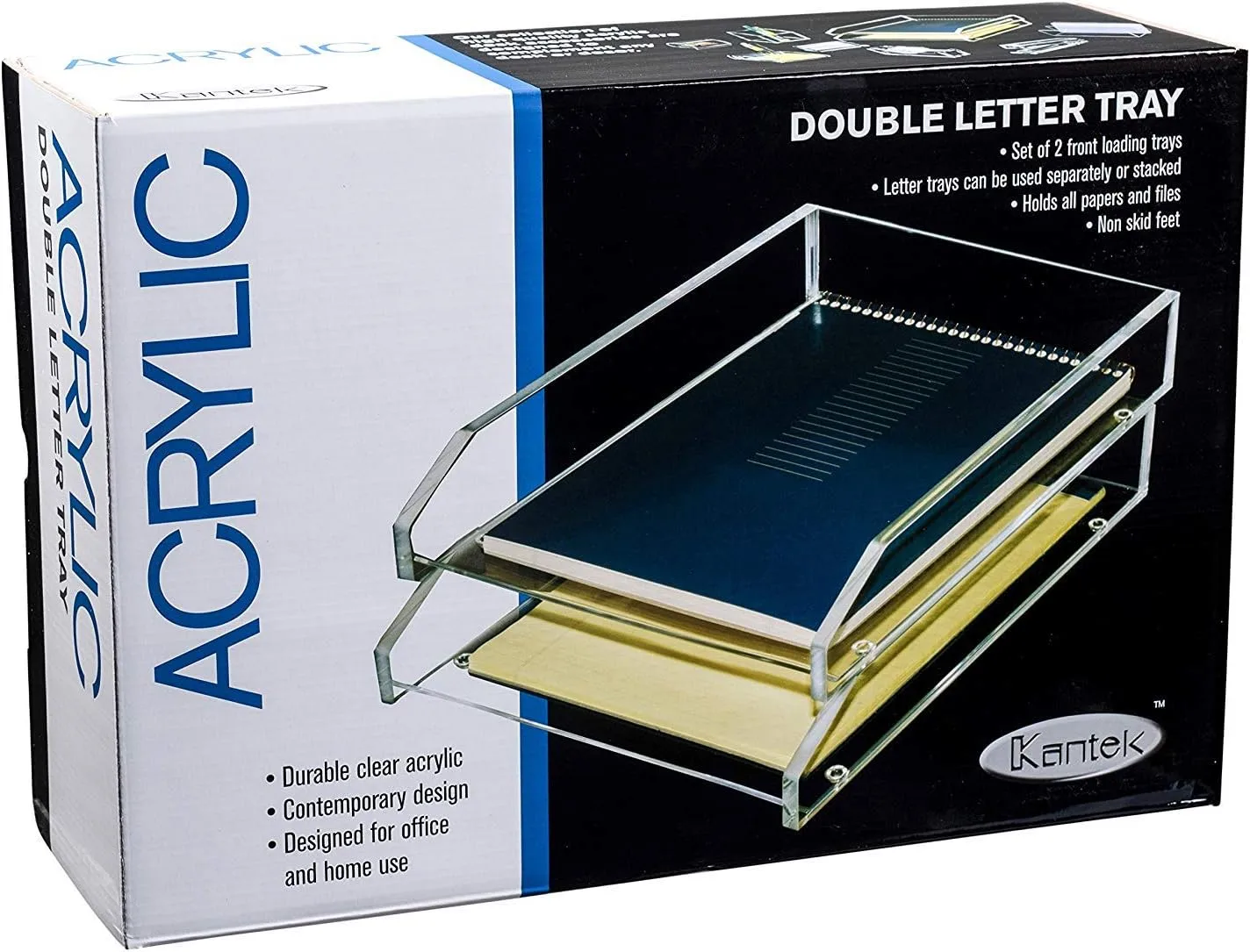 Kantek Acrylic Double Letter Tray, 2-Tier, Clear (AD15)