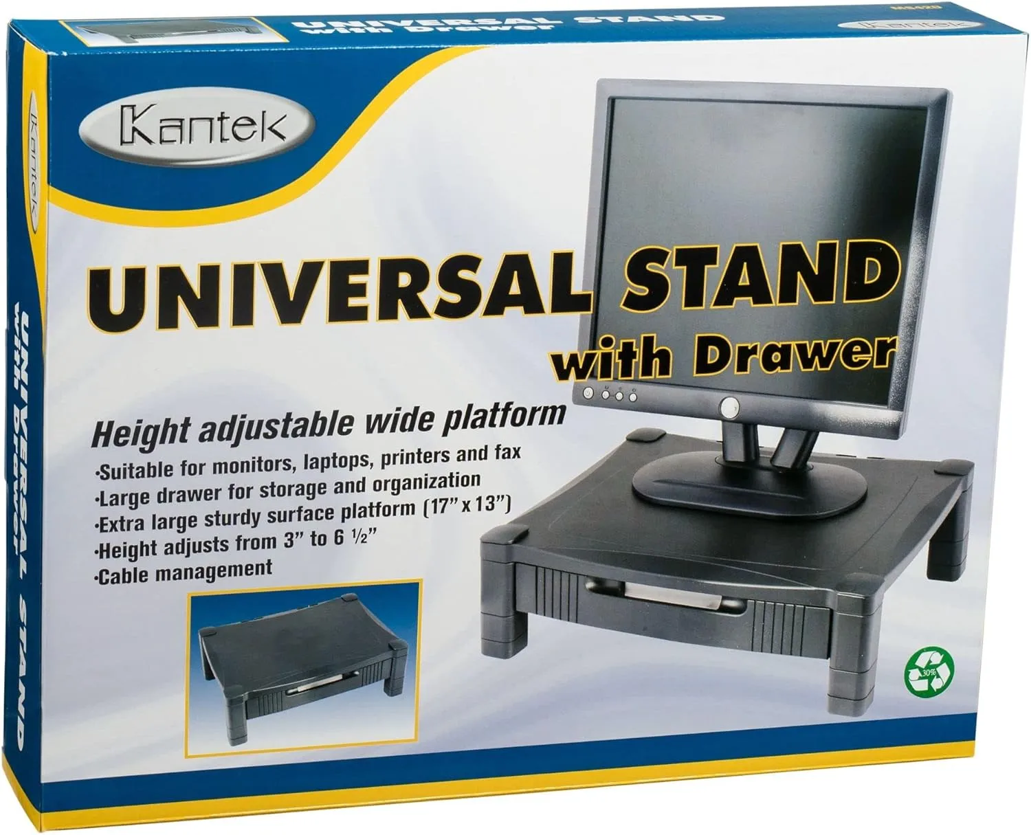 Kantek Adjustable Monitor Stand With Drawer