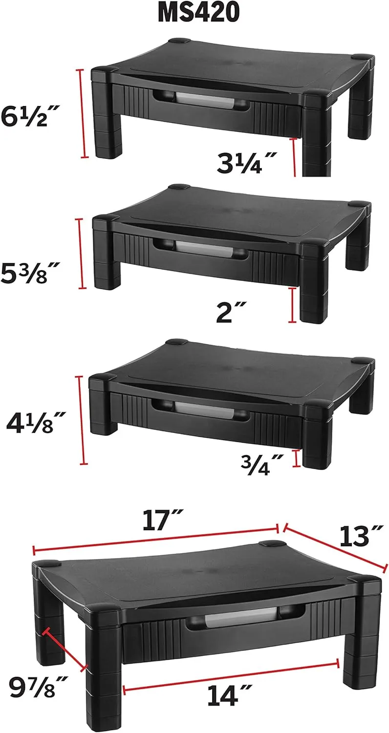 Kantek Adjustable Monitor Stand With Drawer