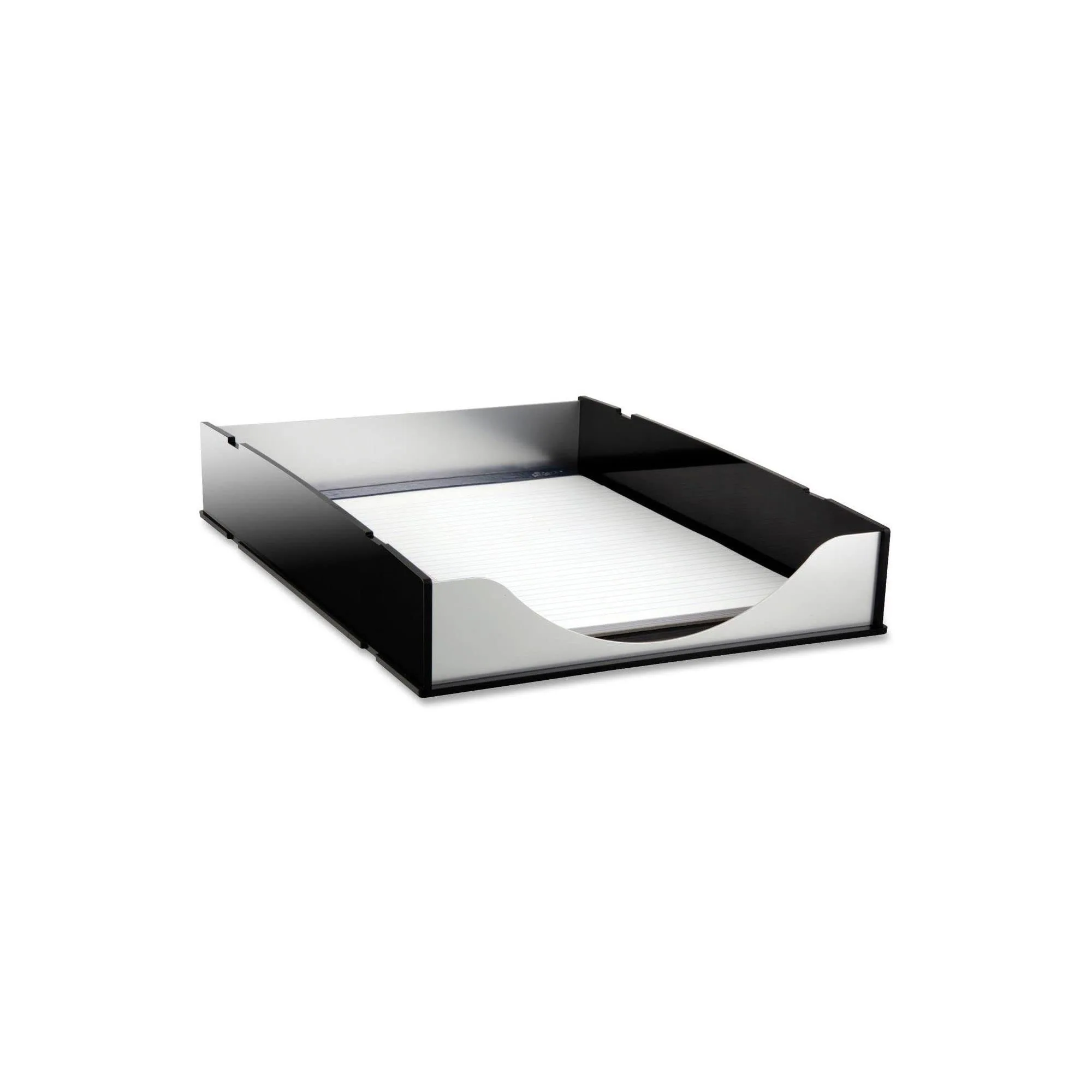 Kantek Black Acrylic & Silver Aluminum Letter Tray, Stackable Desk Organizer, 10.25 x 13.25 x 2.25