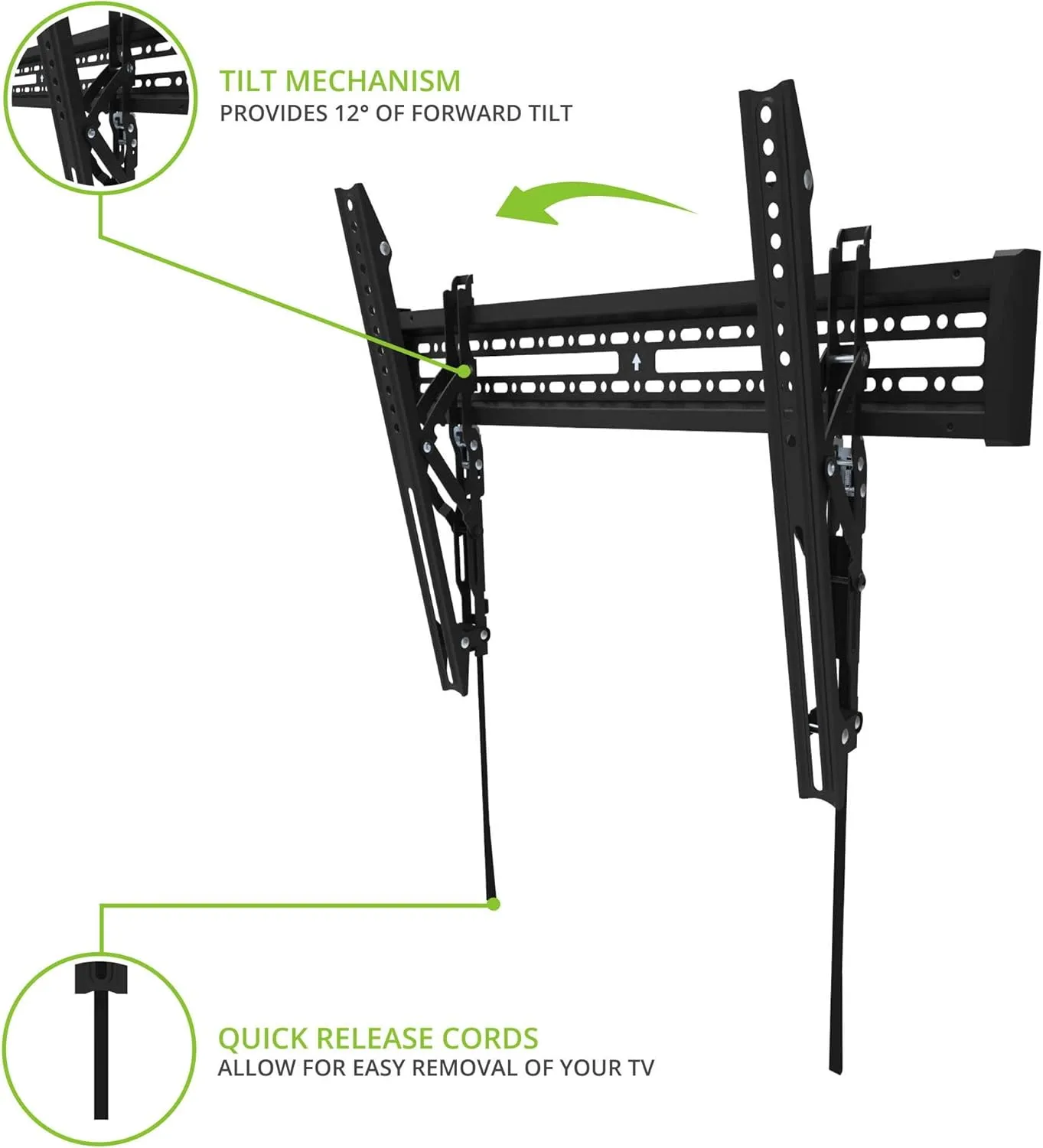 Kanto KT3260 Tilting TV Wall Mount – Fits 32 to 60 in, VESA 100x100–600x400, Black