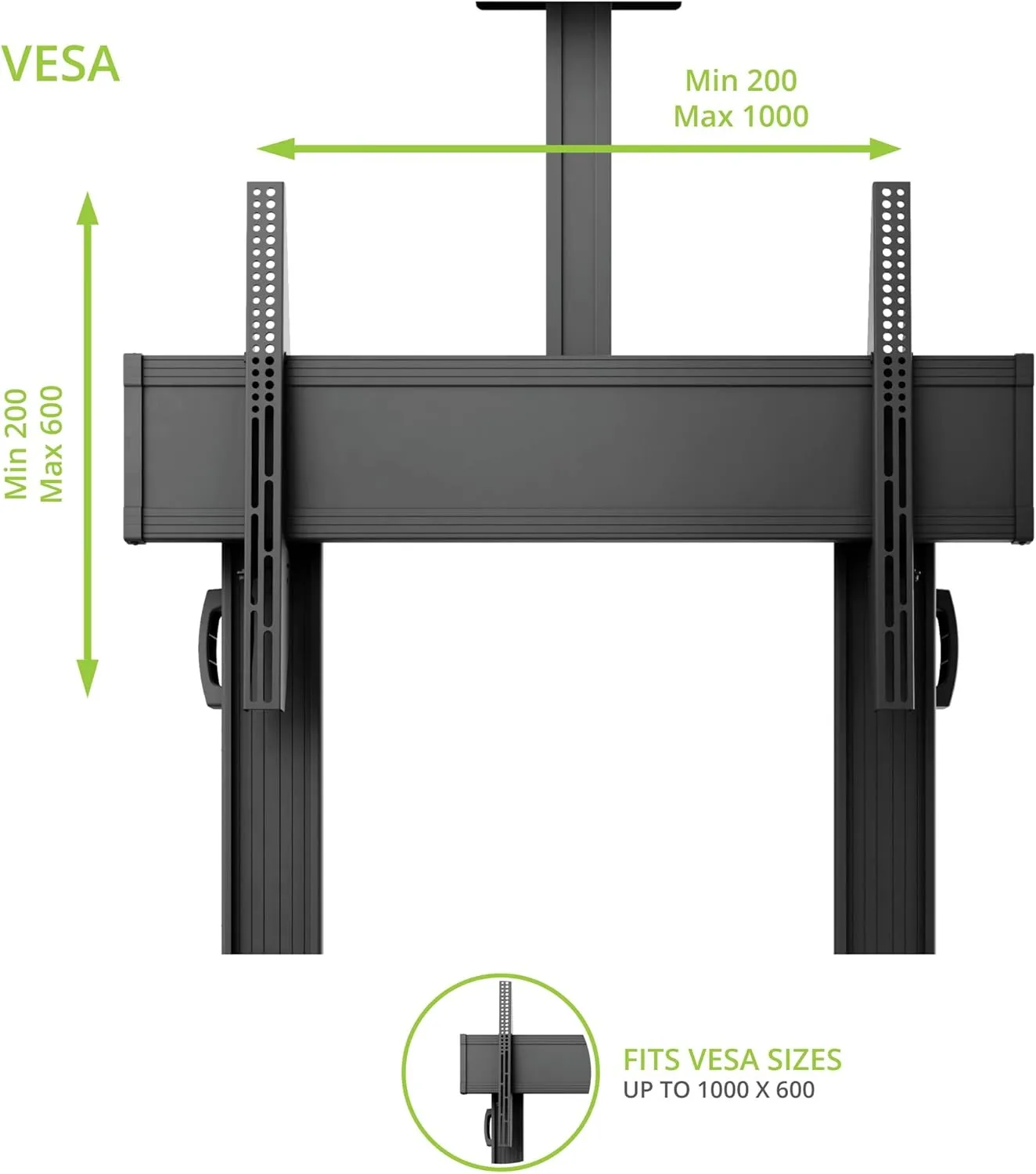 Kanto MTMA100PL Mobile TV Mount with Adjustable Shelf for 55-100" TVs - Black