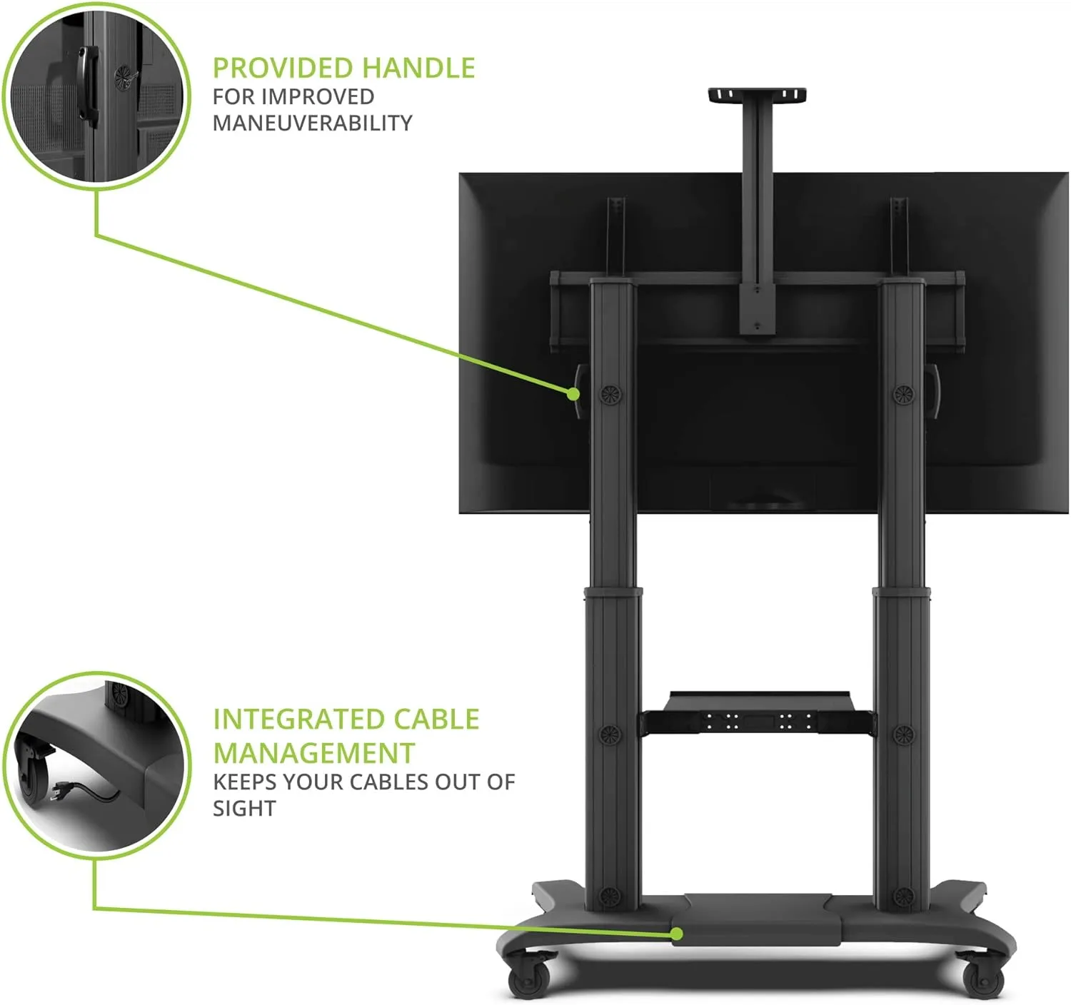 Kanto MTMA100PL Mobile TV Mount with Adjustable Shelf for 55-100" TVs - Black