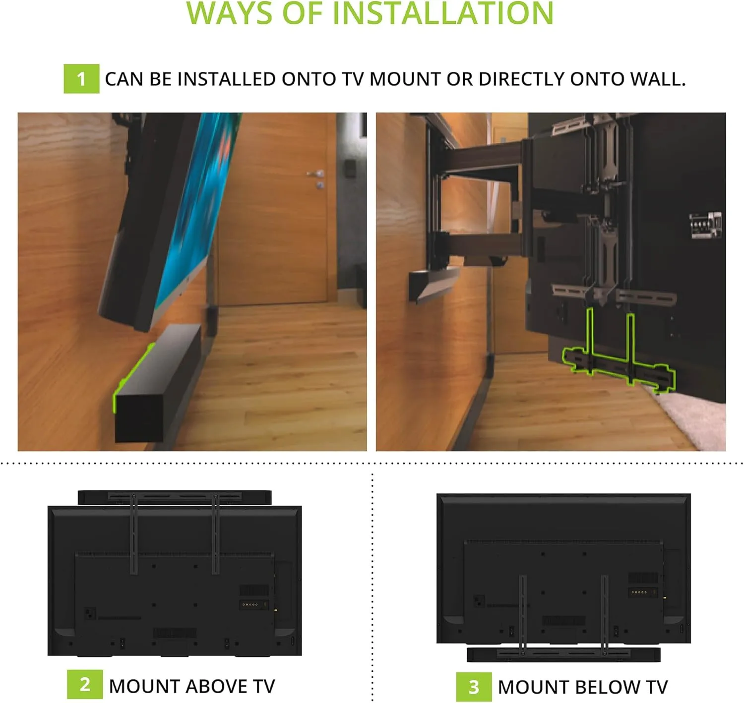 Kanto SB200 Premium Universal Sound Bar TV and Wall Mount | Black