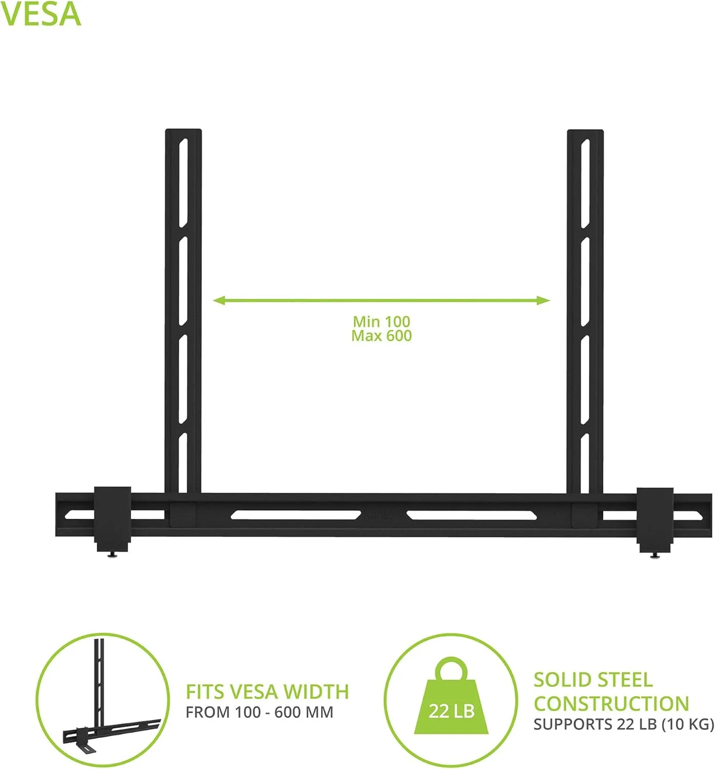 Kanto SB200 Premium Universal Sound Bar TV and Wall Mount | Black
