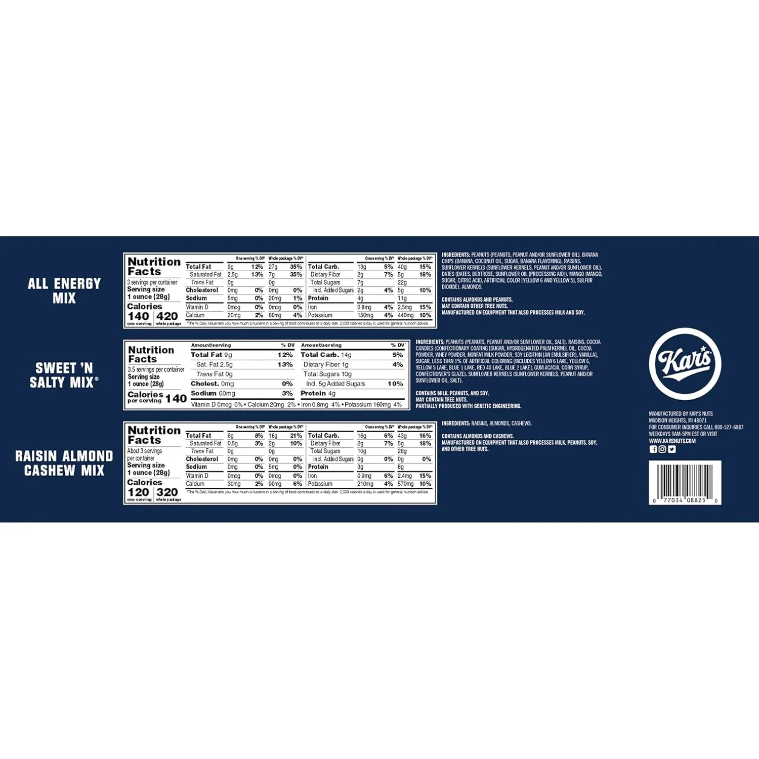 Kar's Nut And Fruit Variety Pack, Box Of 18 Bags