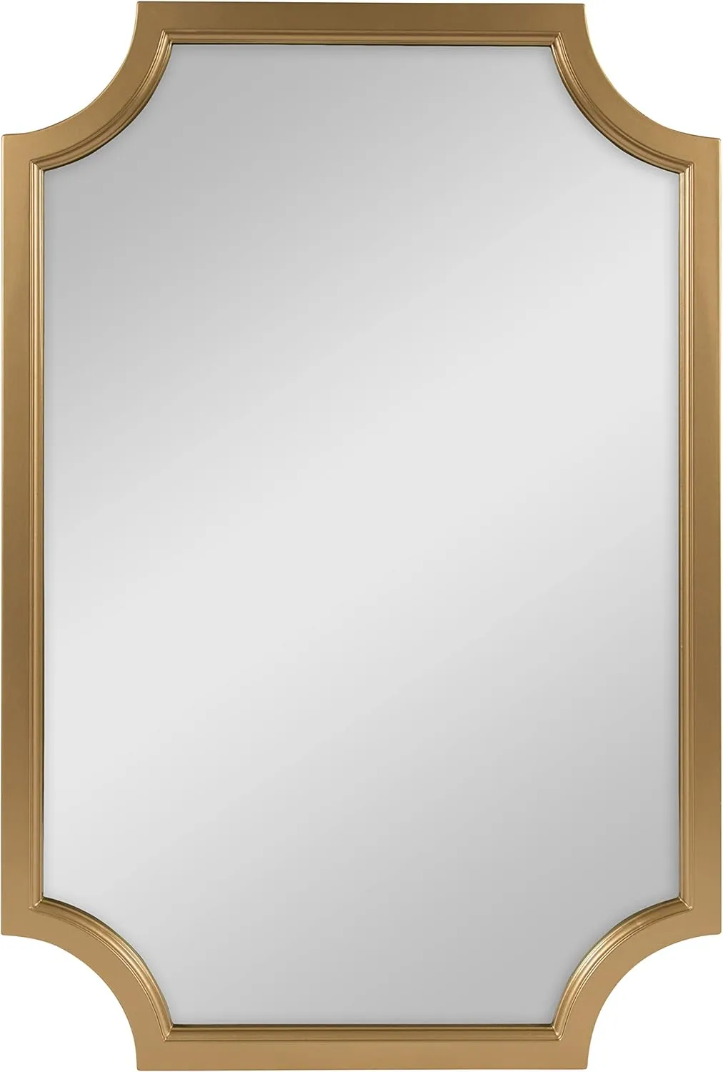 Kate and Laurel Hogan Wood Framed Wall Accent Mirror with Scalloped Corners, 24x36 Inches, Gold