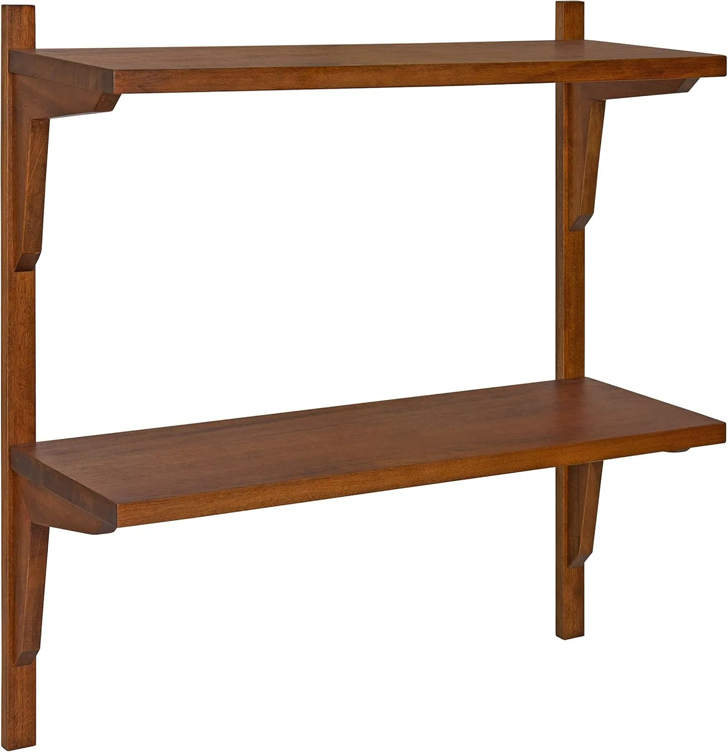 Kate and Laurel Meridien Mid-Century Wall Shelves, 24" x 8" x 24", Walnut