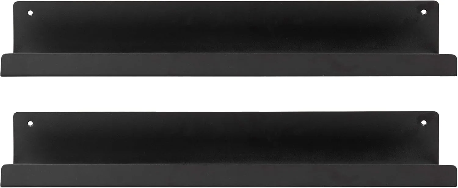 Kate and Laurel Mezzo Modern Metal Ledge Wall Shelf, 24" W x 4.25" D x 3" H, Black, Set of 2