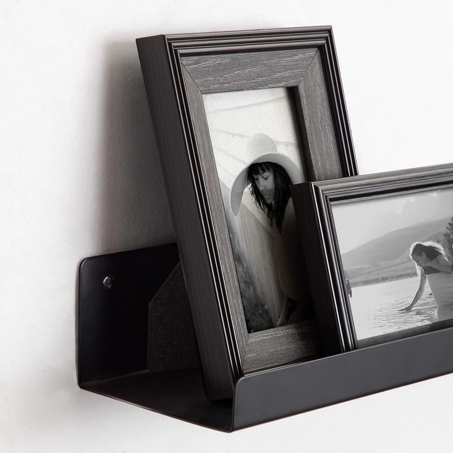 Kate and Laurel Mezzo Modern Metal Ledge Wall Shelf, 24" W x 4.25" D x 3" H, Black, Set of 2