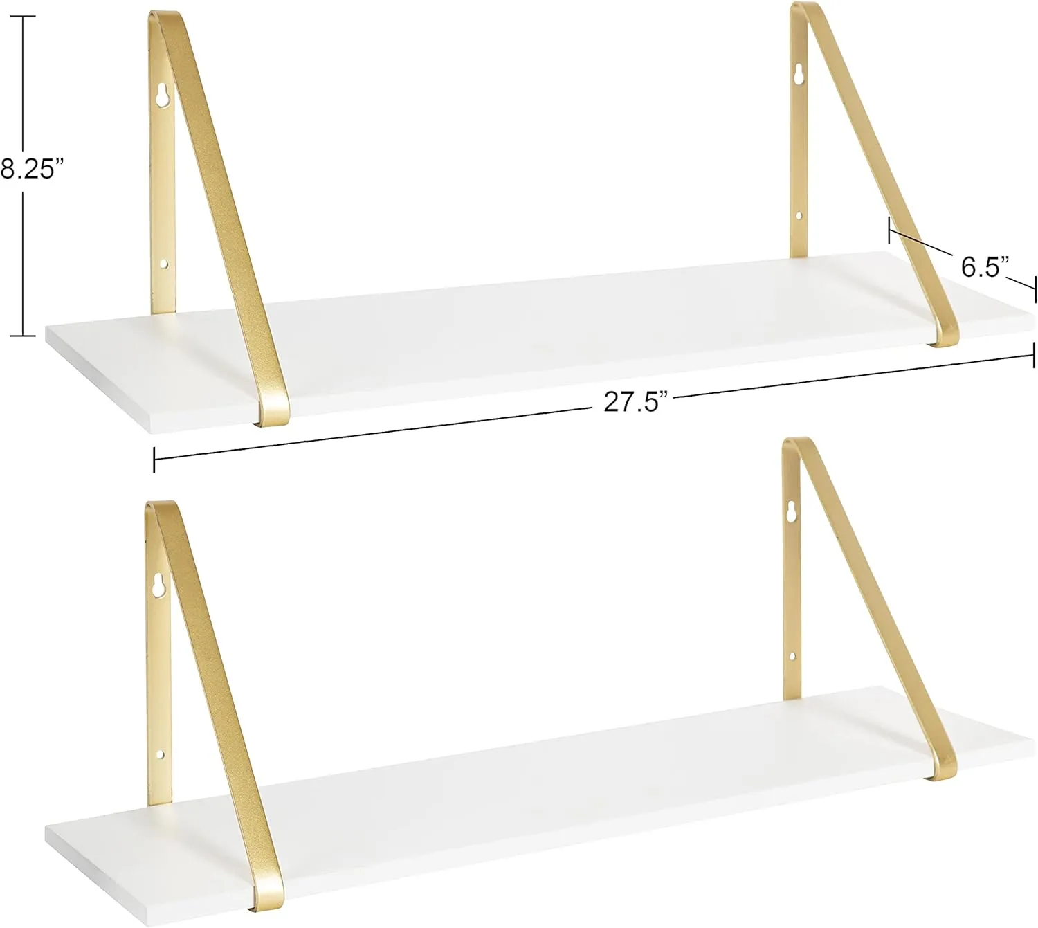 KATE AND LAUREL Soloman Wooden Floating Shelves with Metal Brackets