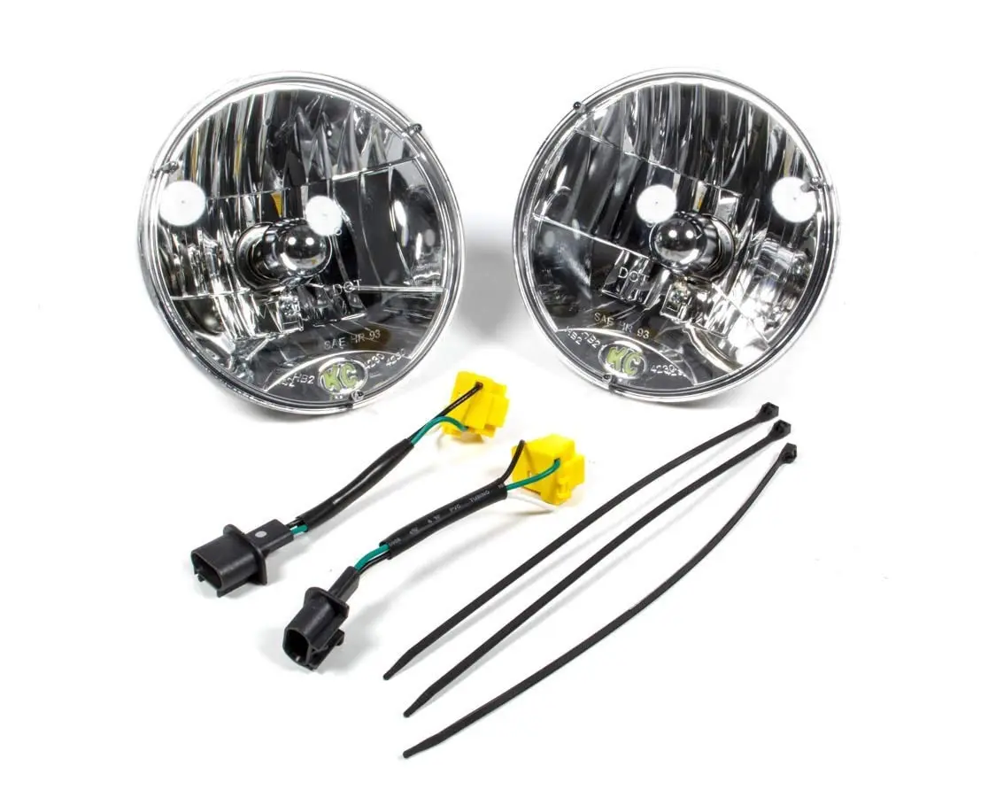 KC HiLiTES 42302 H4 Headlight Conversion Kit for Jeep JK, Chrome 7-inch