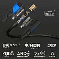 High-speed 3M HDMI 2.0 cable from KabelDirekt – With Ethernet, 4K/8K, 3d-ready, ARC, HDR – blue High-speed 3M HDMI 2.0 cable from KabelDirekt – With Ethernet, 4K/8K, 3d-ready, ARC, HDR – blue