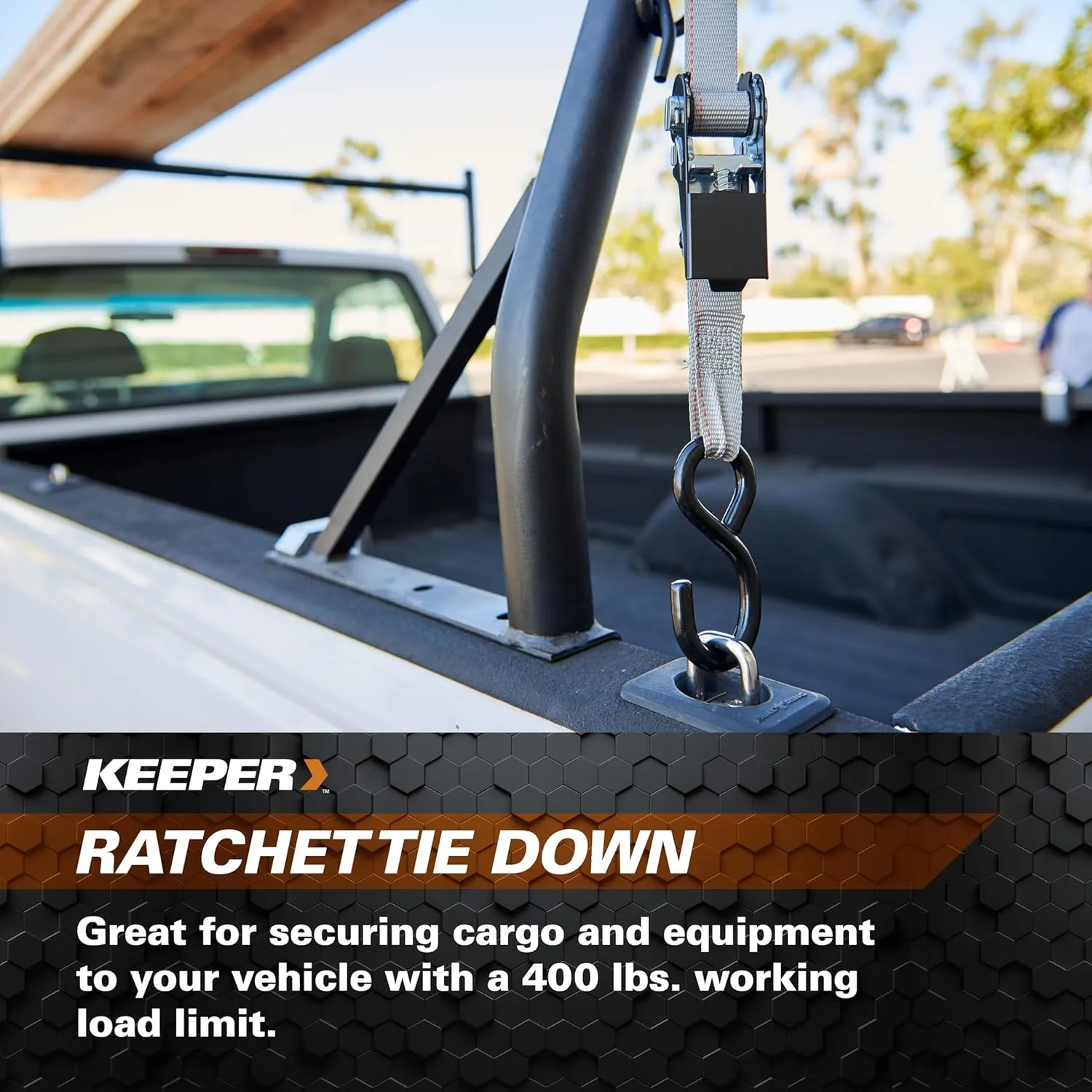KEEPER – 1" x 13' Endless Loop Ratchet Tie-Down - 400 lbs. Working Load Limit and 1,200 lbs. Break Strength