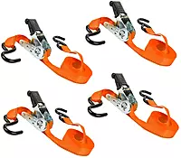 Keeper – 1” x 15' High Tension Ratchet Tie-Down, 4 Pack - 500 lbs. Working Load Limit