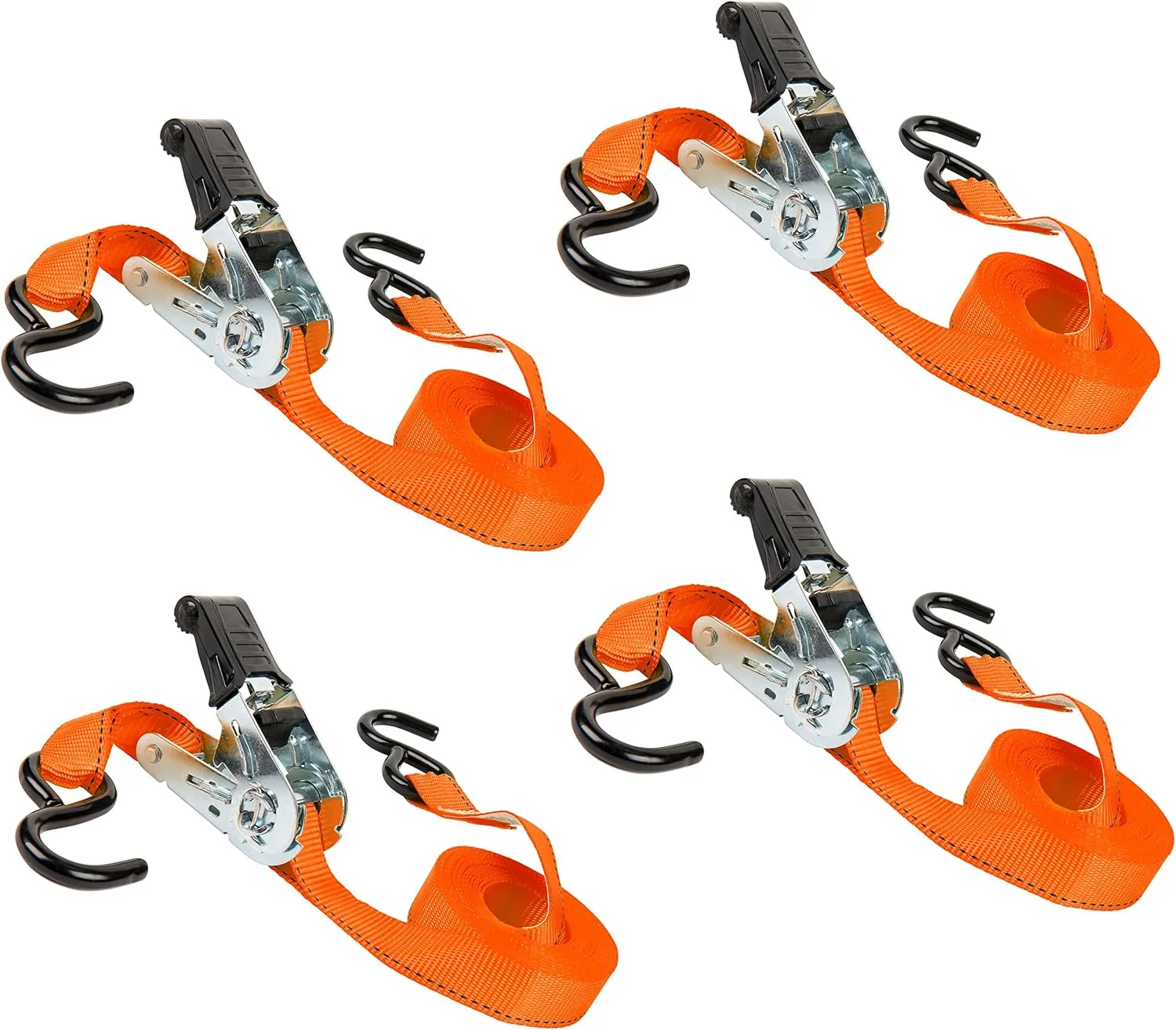Keeper – 1” x 15' High Tension Ratchet Tie-Down, 4 Pack - 500 lbs. Working Load Limit