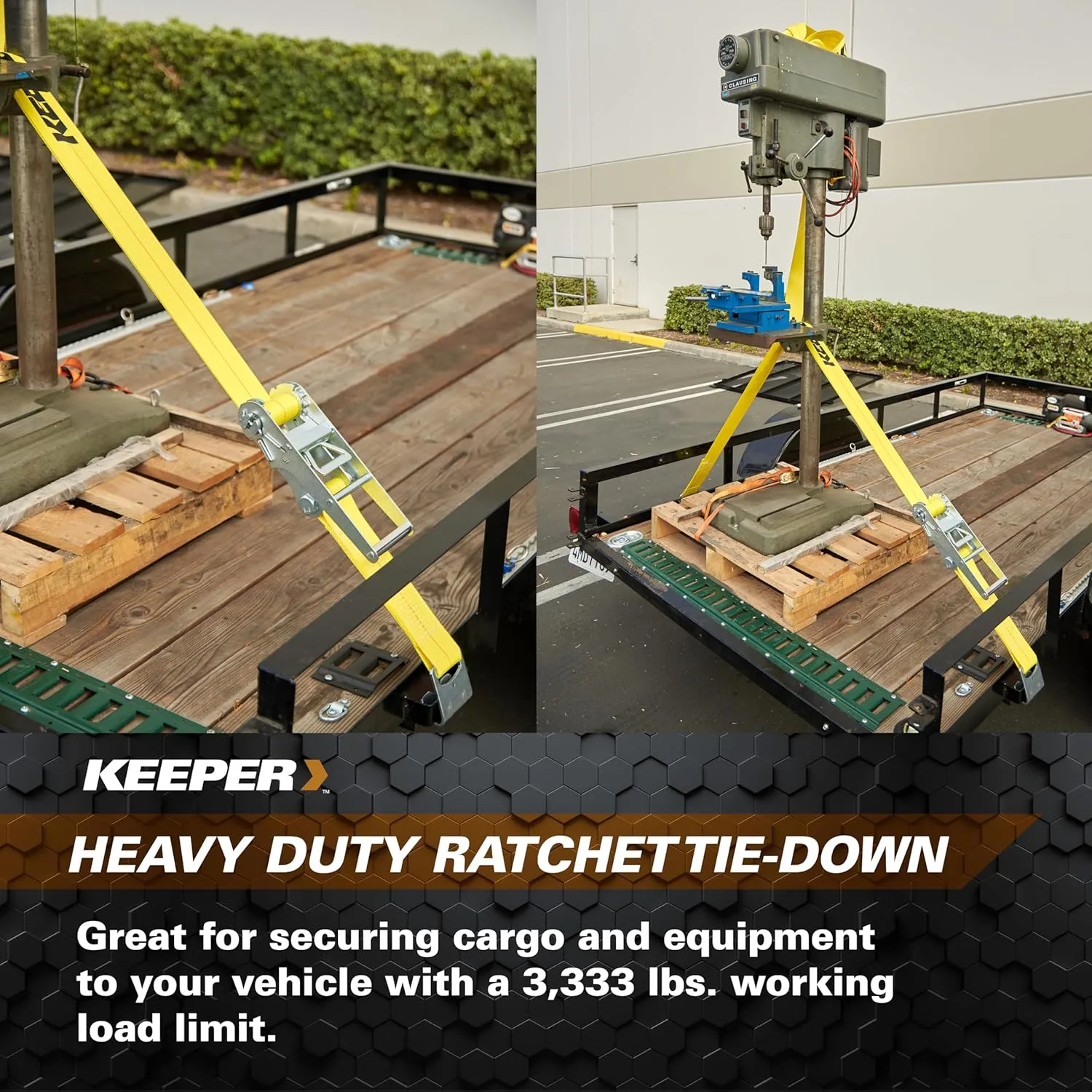 Keeper – 2” x 27’ Heavy Duty Ratchet Tie-Down with Flat Hooks - 3,333 lbs. Working Load Limit and 10