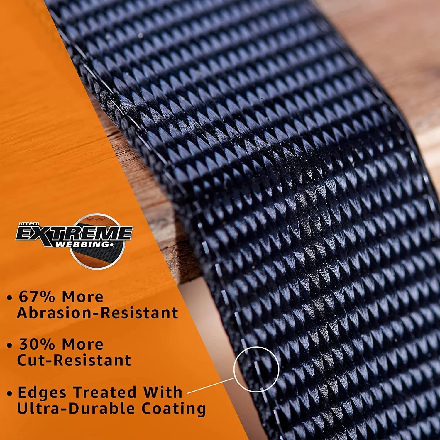 KEEPER Extreme Webbing Combat Ratchet Tie-Downs with Double J Hooks
