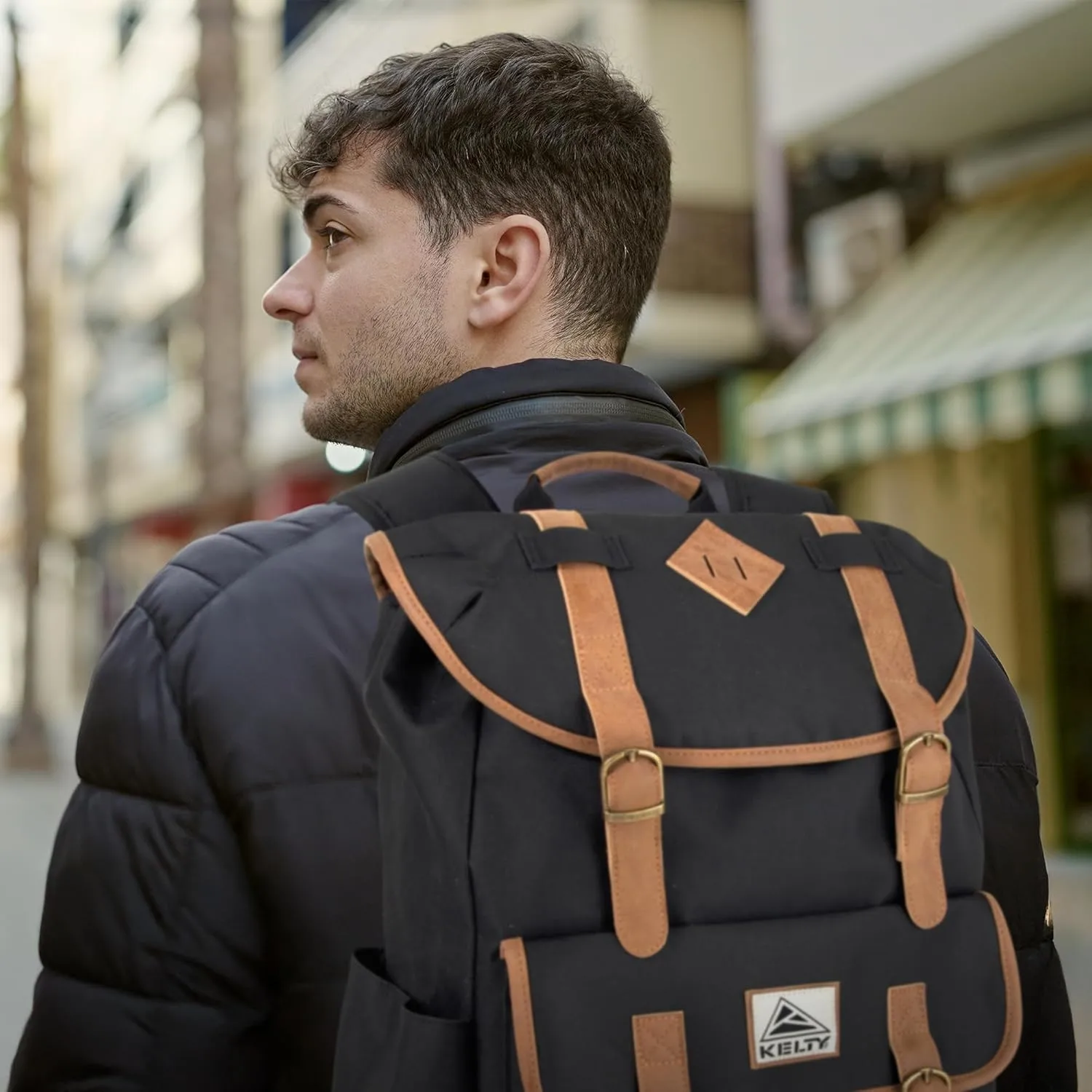 Kelty 18 Inch Laptop Travel Backpack, Drawstring Anti-Theft Backpack with Laptop Compartment, Side Pockets for Men