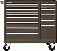 Kennedy Manufacturing 315XB 39" 15-Drawer Industrial Double-Bank Rolling Tool Cart with Cabinet and Chest, Brown