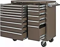 Kennedy Manufacturing 315XB 39" 15-Drawer Industrial Double-Bank Rolling Tool Cart with Cabinet and Chest, Brown