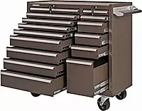 Kennedy Manufacturing 315XB 39" 15-Drawer Industrial Double-Bank Rolling Tool Cart with Cabinet and Chest, Brown