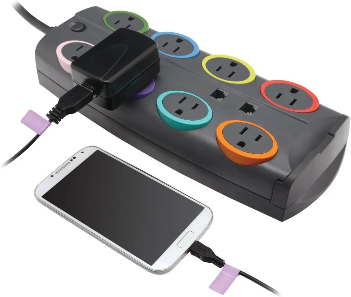 KENSINGTON SmartSockets Surge Protector, 8-Foot Cord