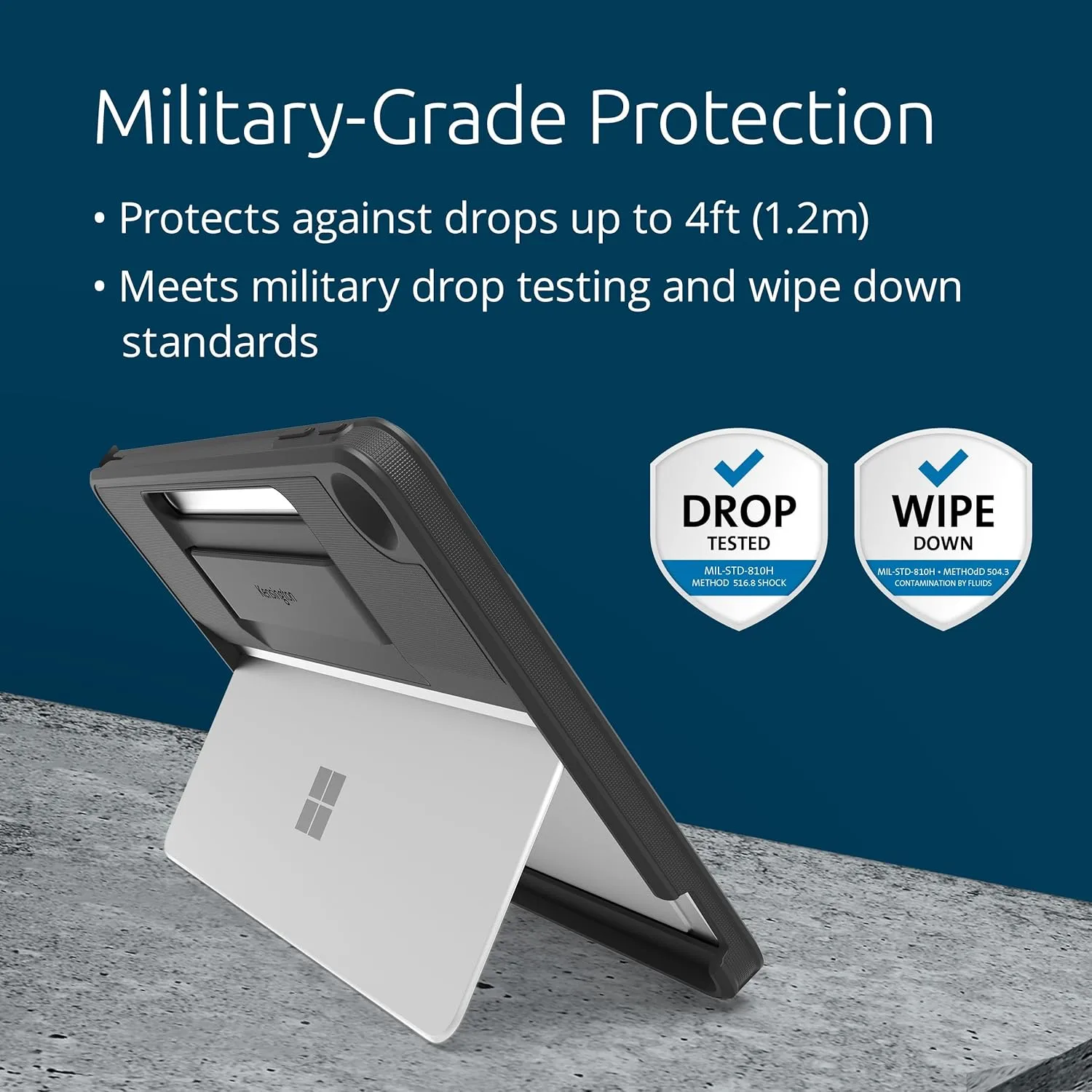 Kensington Blackbelt EQ Rugged Case for Surface Pro 12-inch 1st Edition, Military-Grade Protection, Hand Strap (K96543WW)