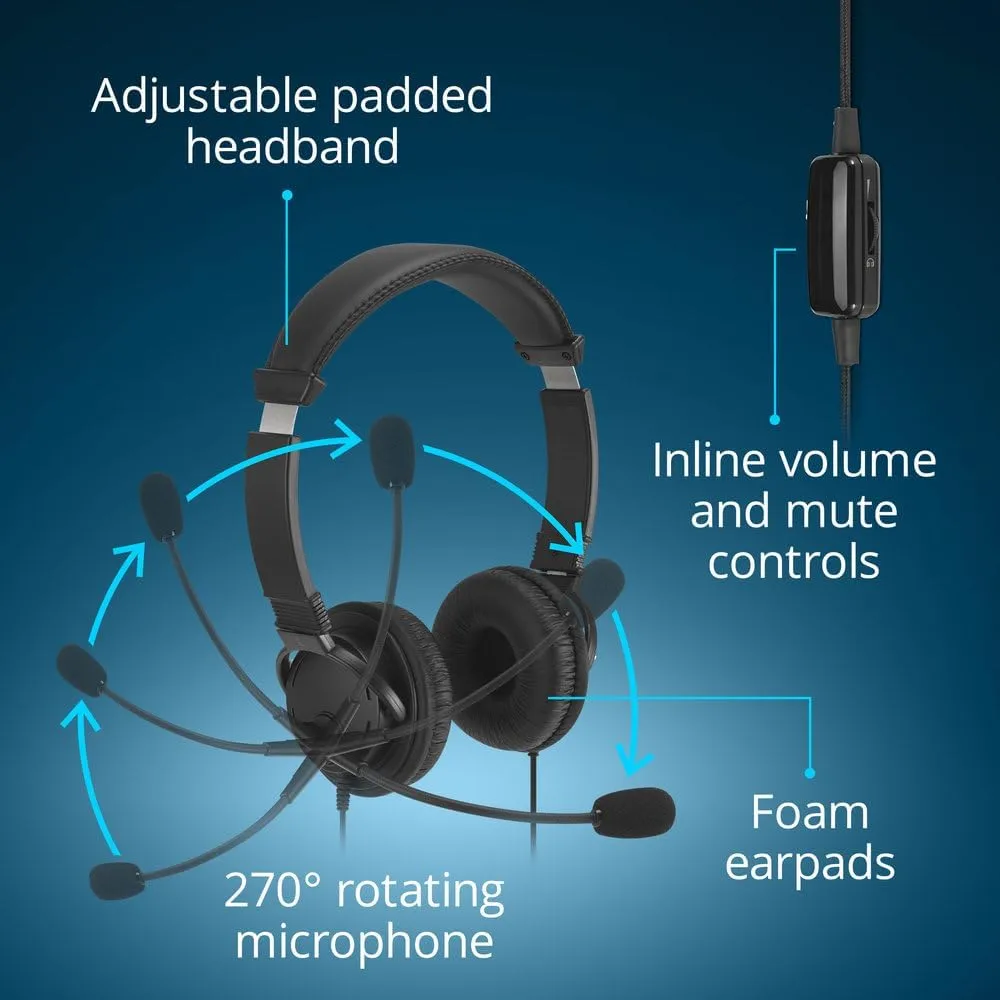 KENSINGTON Classic EQ USB-C Headset with Mic and Volume Control
