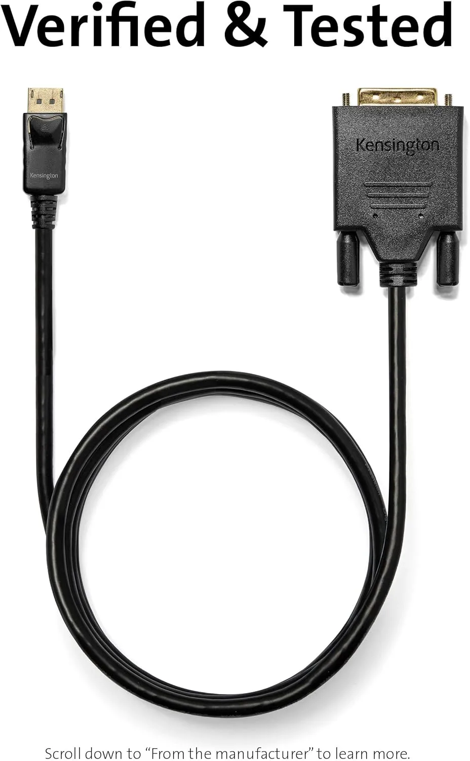 Kensington DisplayPort 1.2 to DVI-D Cable, 6ft (K33023WW)