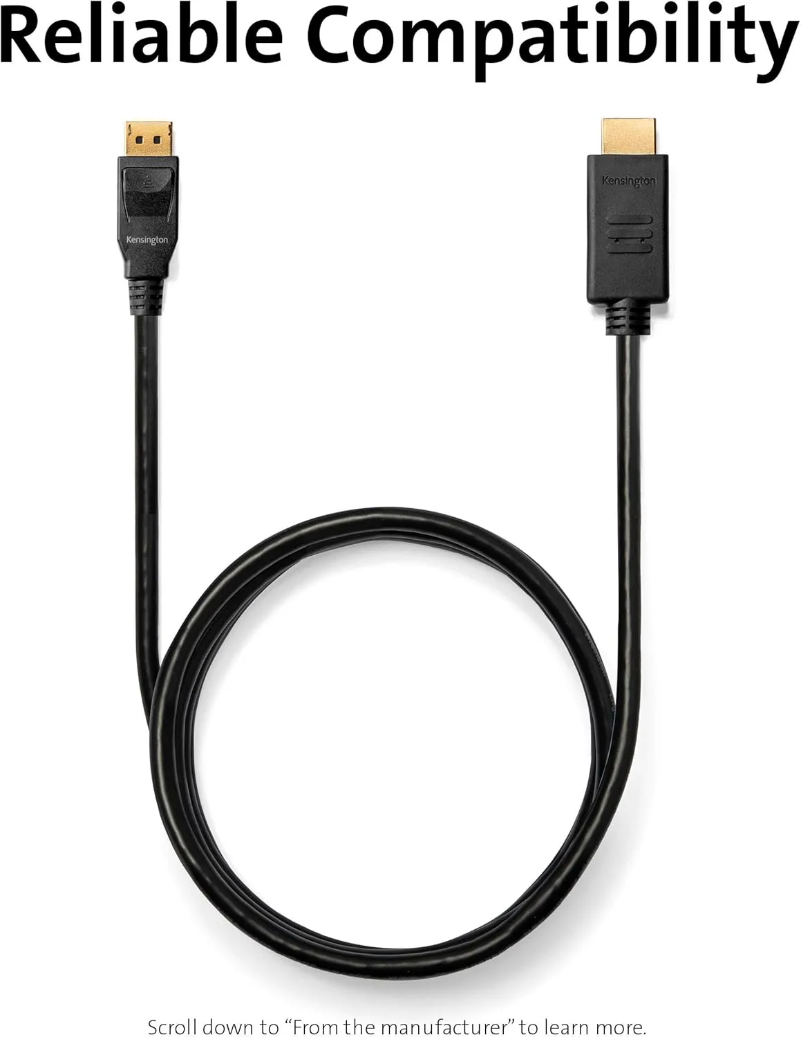 Kensington DisplayPort 1.2 to HDMI 1.4 Cable, 6ft (K33025WW)
