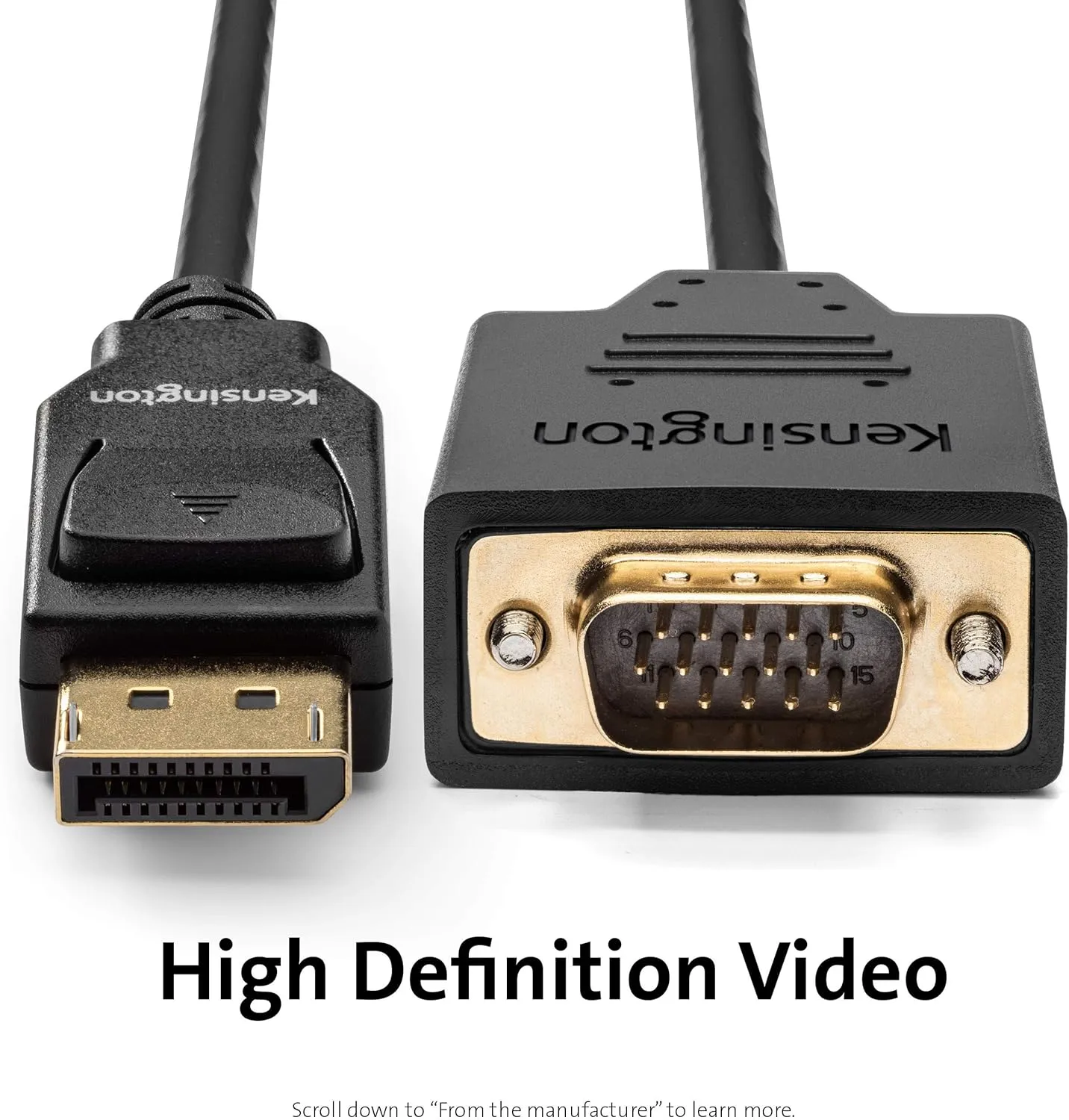 Kensington DisplayPort to VGA Cable (Support up to 1080P), 6ft (K33024WW)