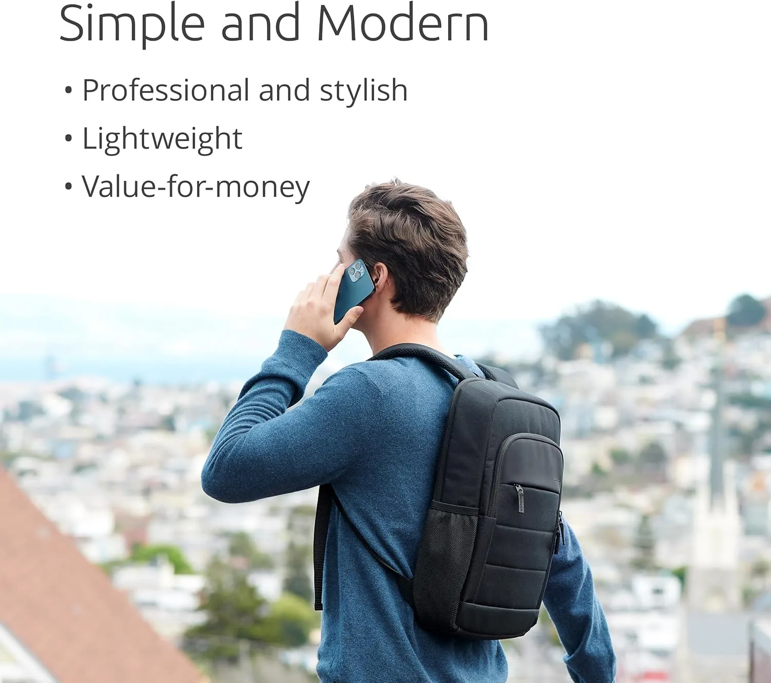 KENSINGTON Laptop Backpack — Padded Shoulder Straps, Side Pocket
