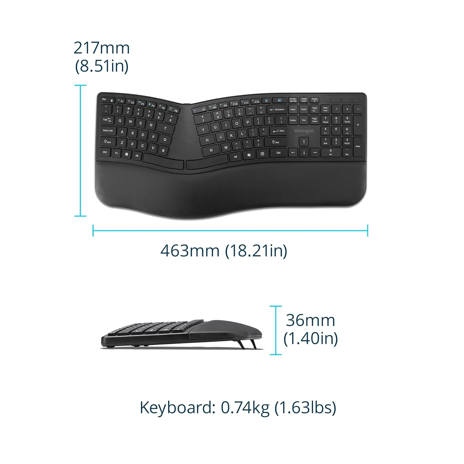 Kensington Pro Fit Ergo EQ Rechargeable Wireless Ergonomic Keyboard & Desktop Set