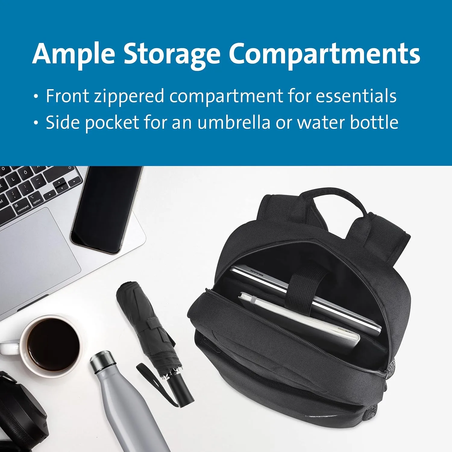 KENSINGTON Simply Portable Lite Backpack - Fits up to 16 in Laptop